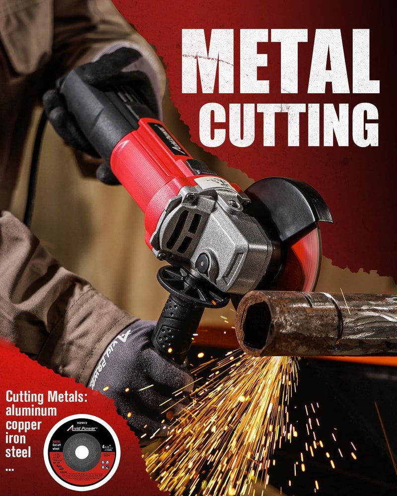 AVID POWER Angle Grinder 4-1/2 inch Electric Grinder Tools 750W 6.5 Amp Metal Grinder, 11500 RPM, with Grinding and Cutting Wheels, Auxiliary Handle, Wrench for Cutting and Grinding - Image 3